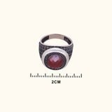 Red Stone Silver Ring for Men