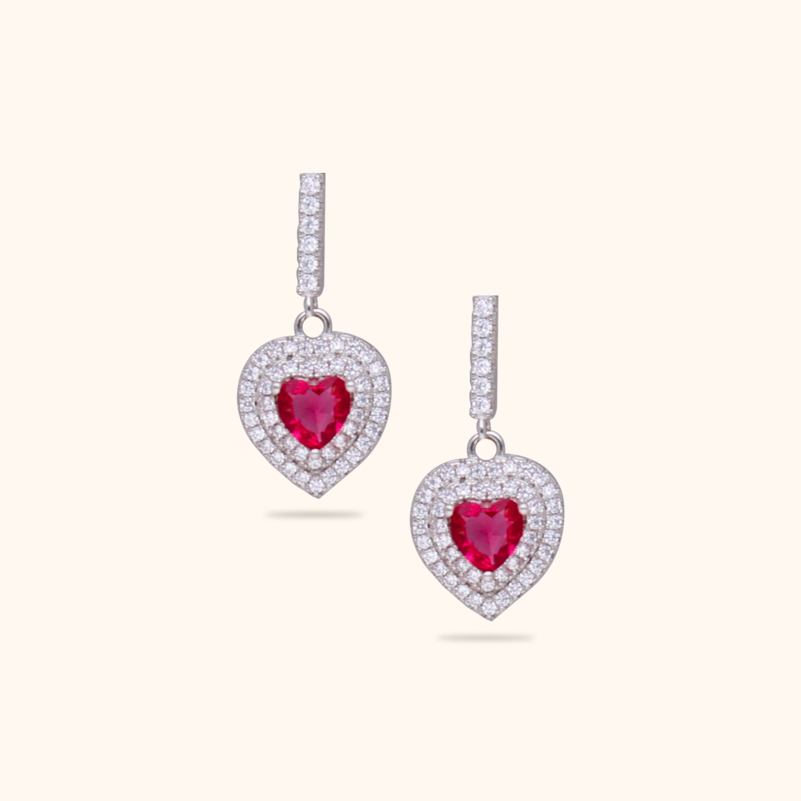 Elegant Red Heart Earrings