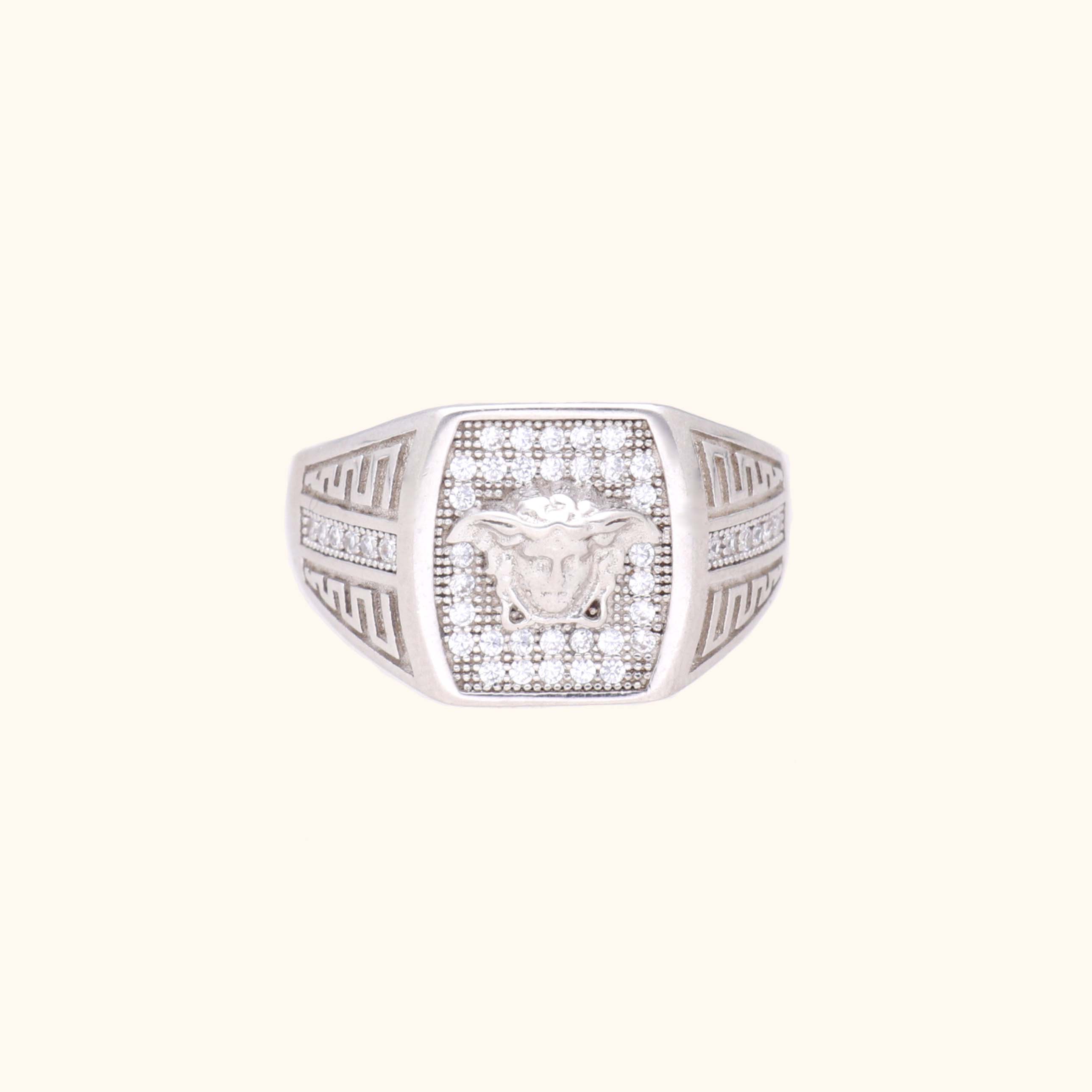 Minimalist Stone Mens Silver Ring for Men