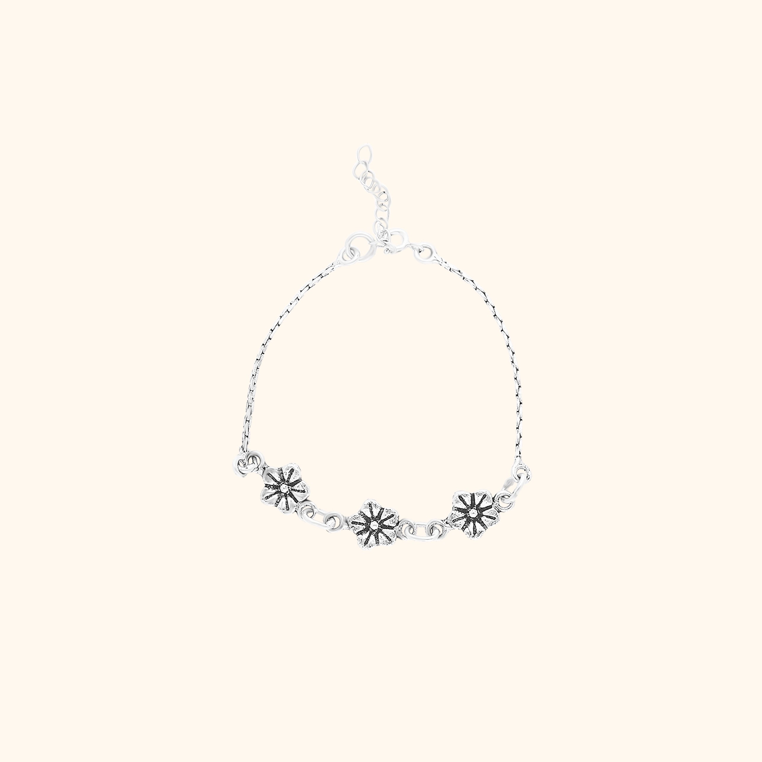 Oxidized Silver Bracelets with a Floral Touch