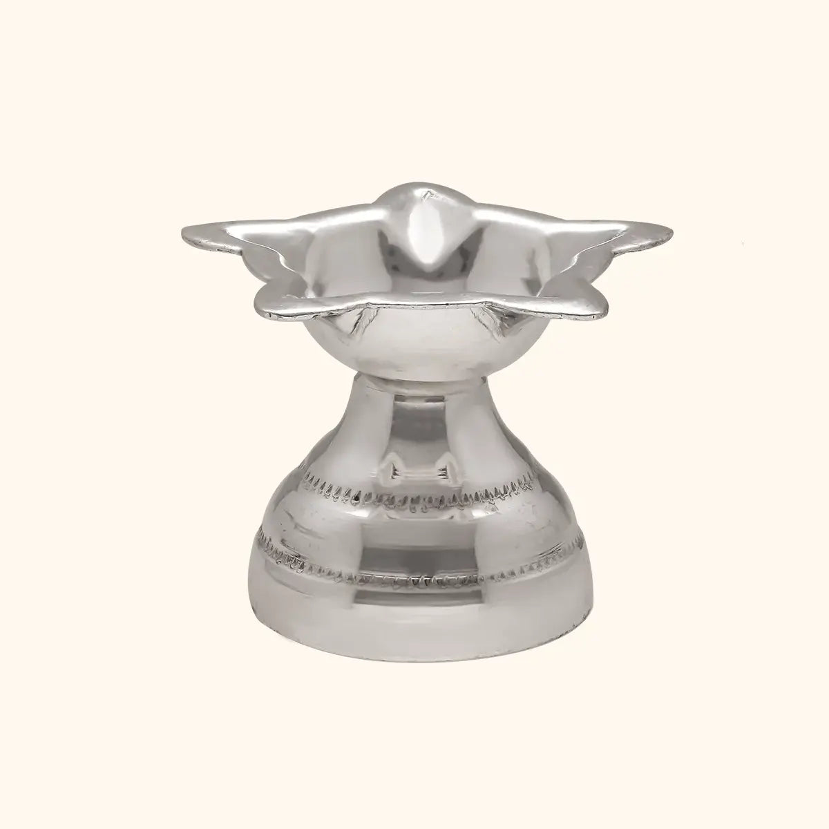 Gleaming Silver Niranjan - Silver Pooja Items / Silver Puja Samai