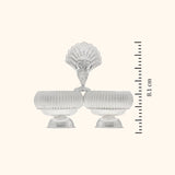 Moon Engraved Silver Karanda - Silver Pooja Items / Silver Puja Samai