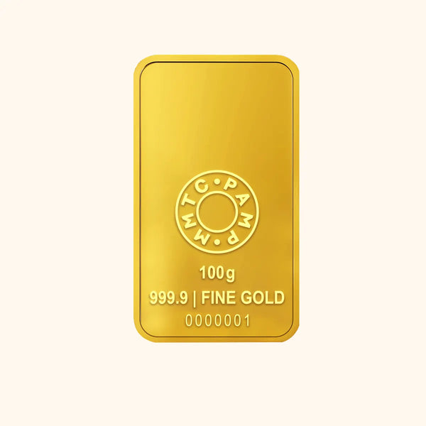 MMTC-PAMP LOTUS 24K 100 GM GOLD BAR – RANKA JEWELLERS PC