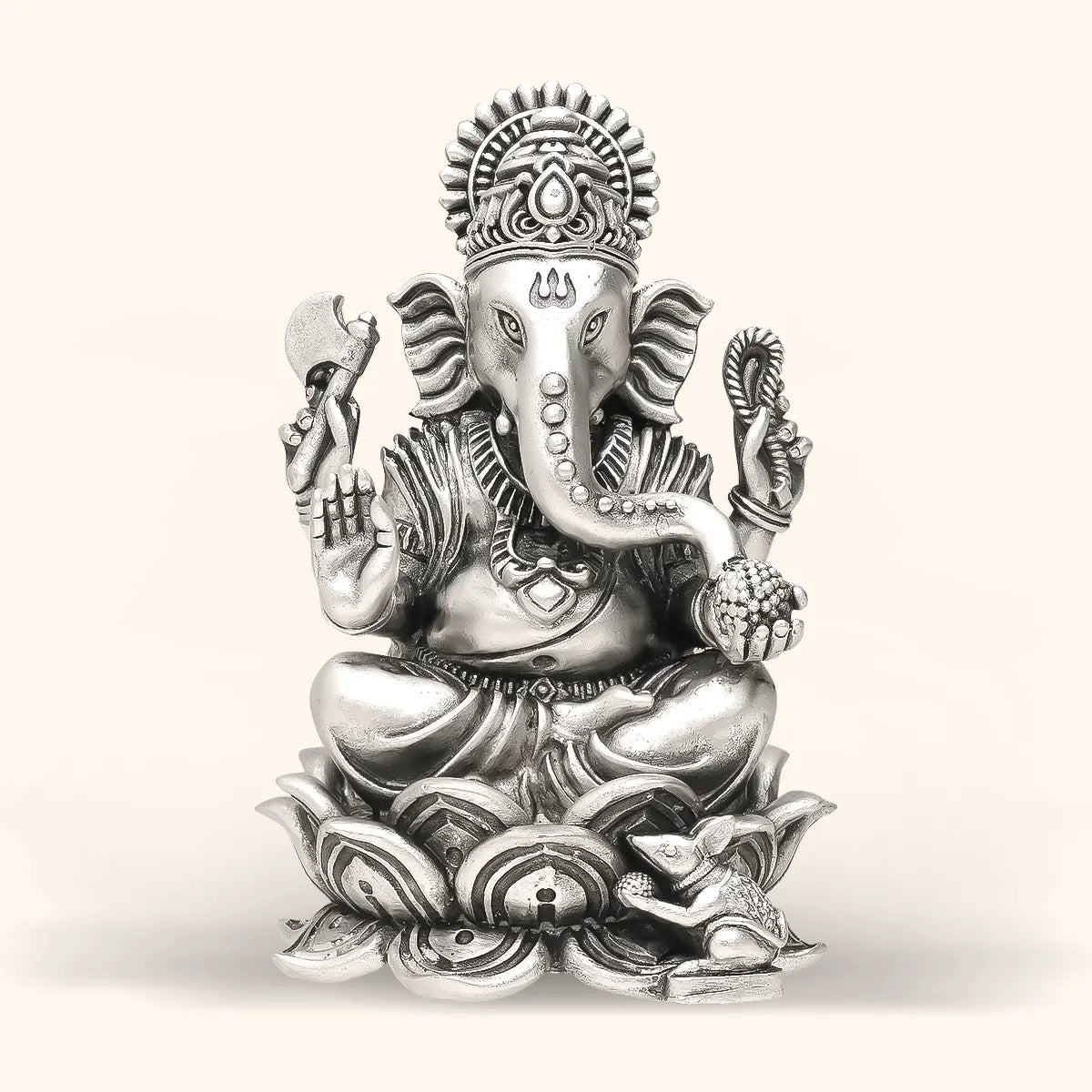 925 Antique Silver Idol Ganesh with Rhodium and Lacquer Coating for Anti-tarnish.