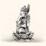925 Antique Silver Idol Ganesh with Rhodium and Lacquer Coating for Anti-tarnish.