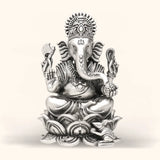 925 Antique Silver Idol Ganesh with Rhodium and Lacquer Coating for Anti-tarnish.