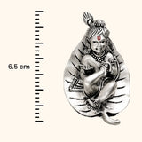 Bal Krishna In Leaf - Antique Silver Idol