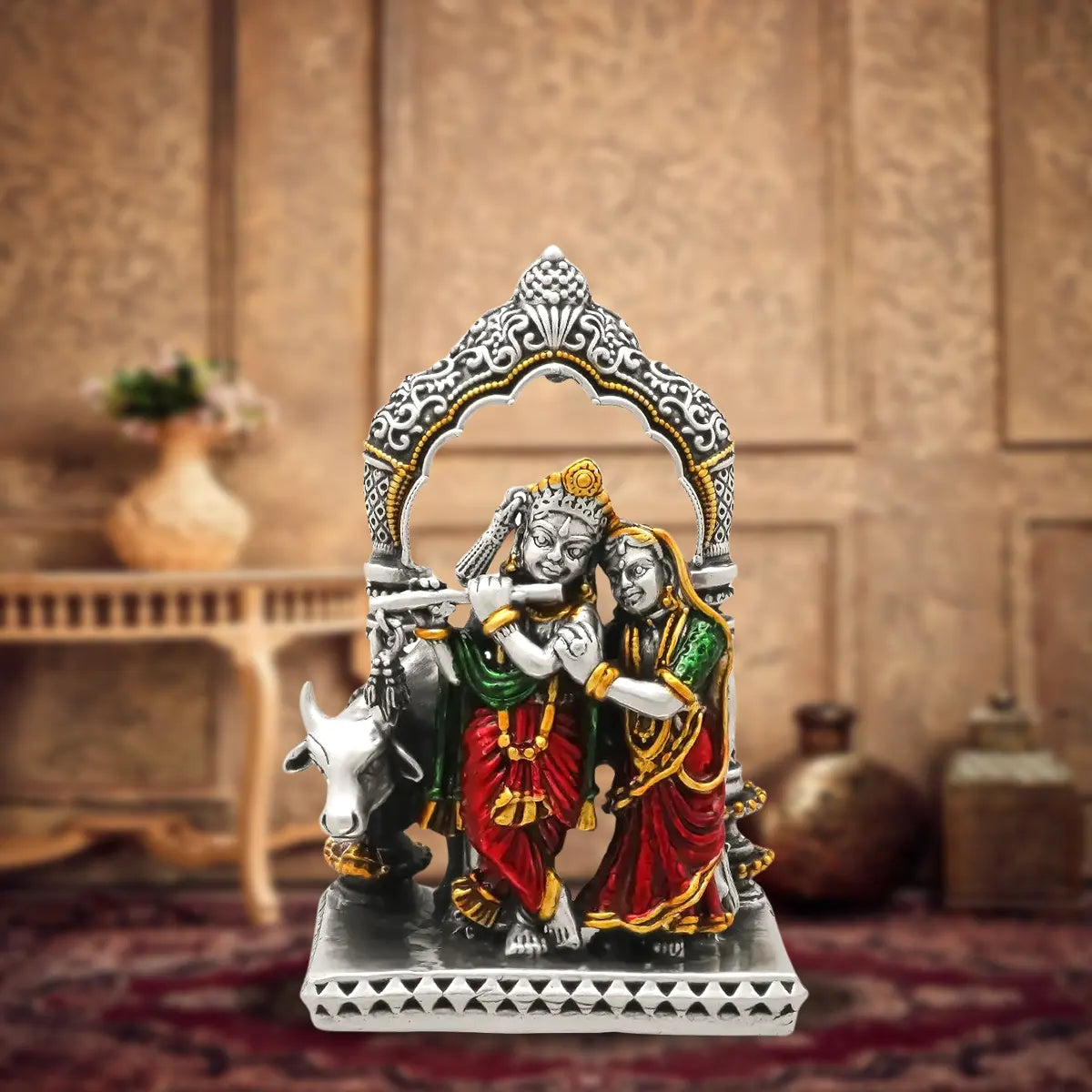 Radha Krishna Silver Murti
