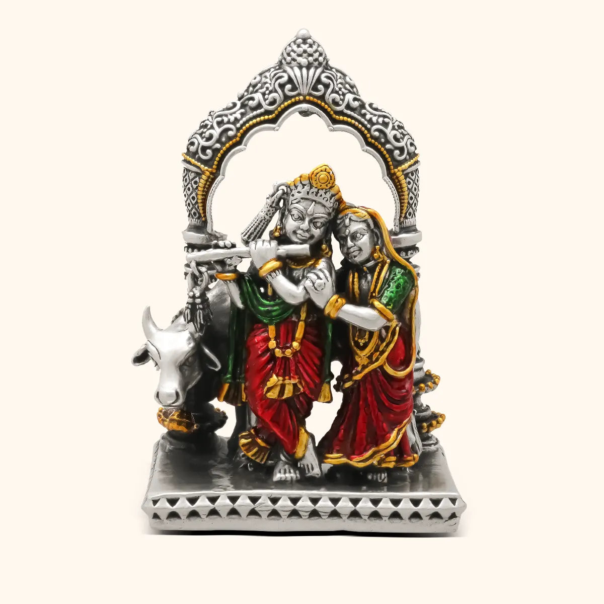 Radha Krishna Silver Murti