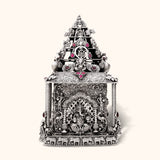 Antique Silver Murti-Ganesha, Laxmi, Sarswati, Balaji with Lord Ganpathi as its centerpiece. 925 Silver with Rhodium & Lacquer Coating for Anti-tarnish.