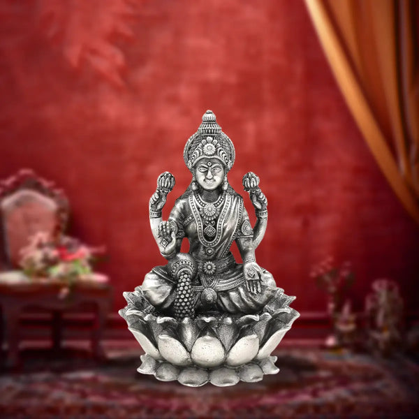 Antique 925 Silver Matte Laxmi Idol