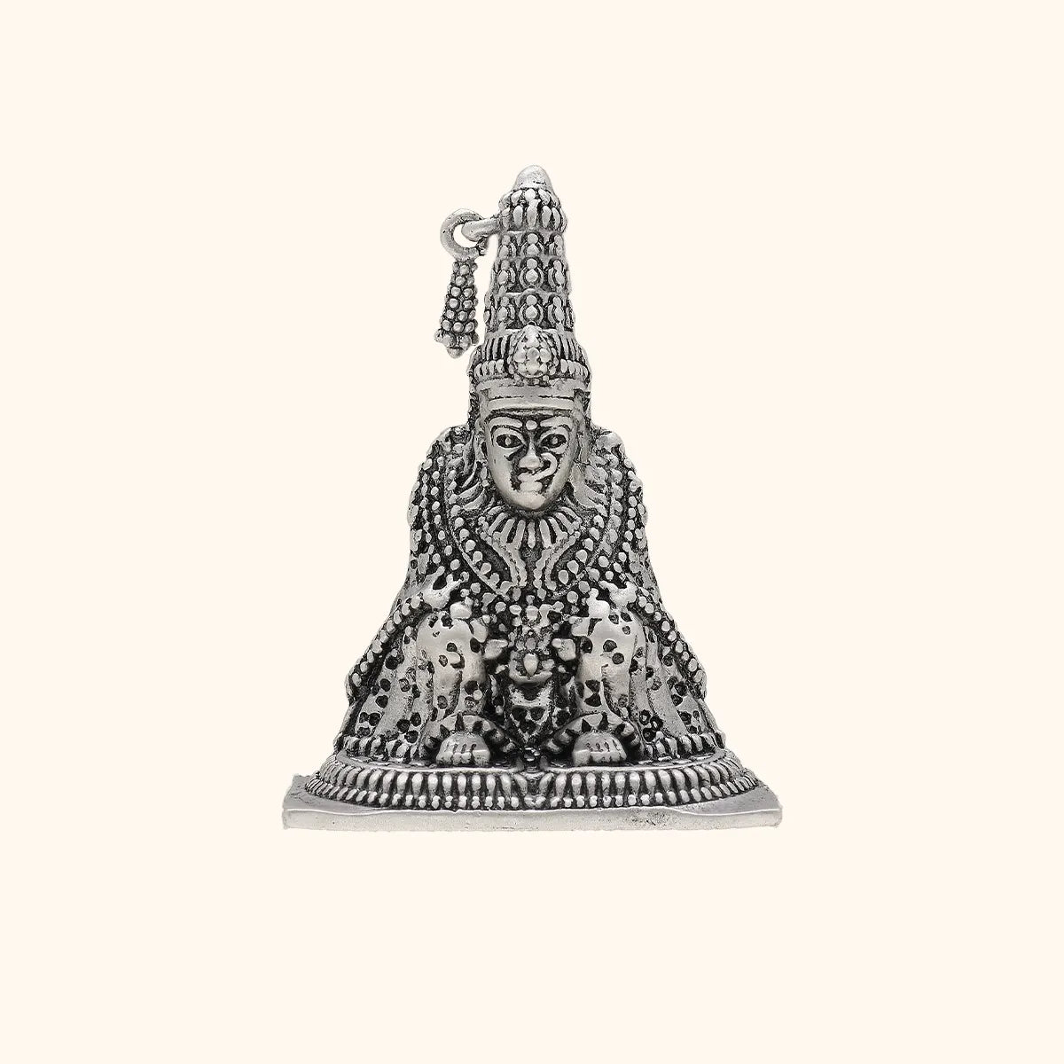 925 Antique Silver Matte Tuljabhavani Idol with Rhodium and Lacquer coating for Anti-tarnish.