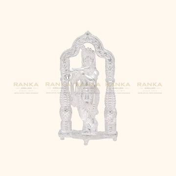 925 Silver Solid Lotus Standing Lord Krishna Idol