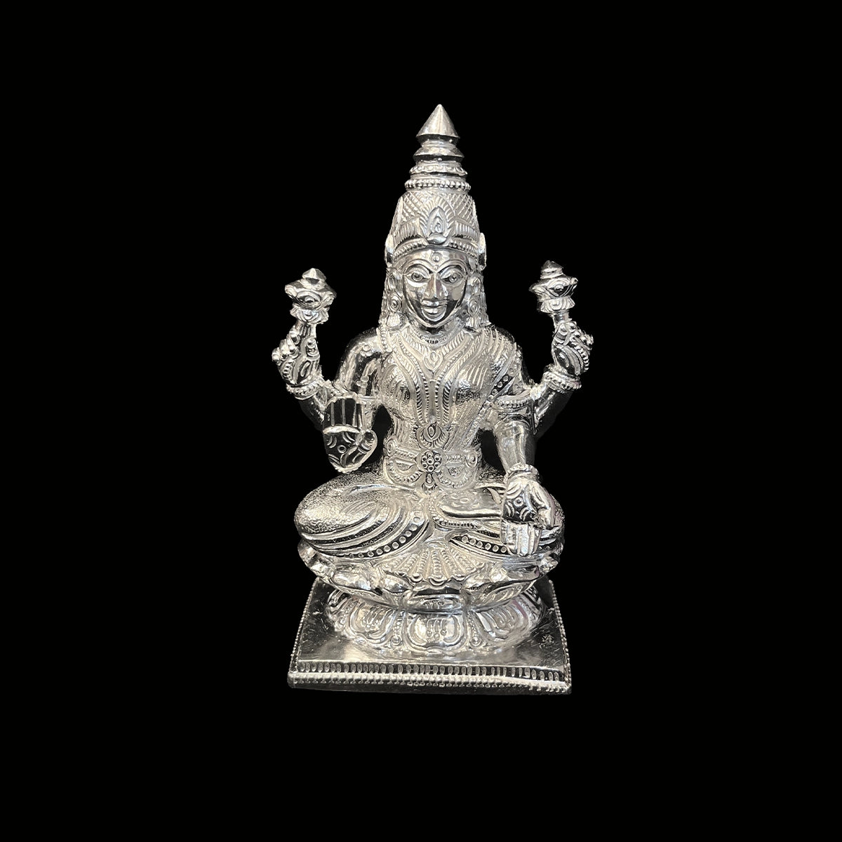 925 Silver Lakshmi Murti for Prosperity and Blessings with Rhodium and Lacquer Coating for Anti-tarnish.