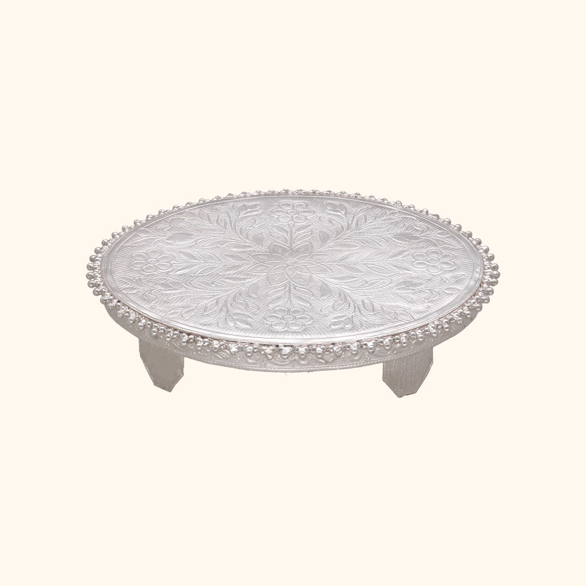 Lotus Design Silver Pooja Paat