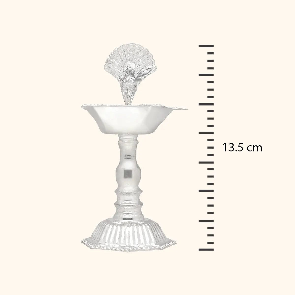 Peacock Inspired Silver Samai - Silver Pooja Items / Silver Puja Samai