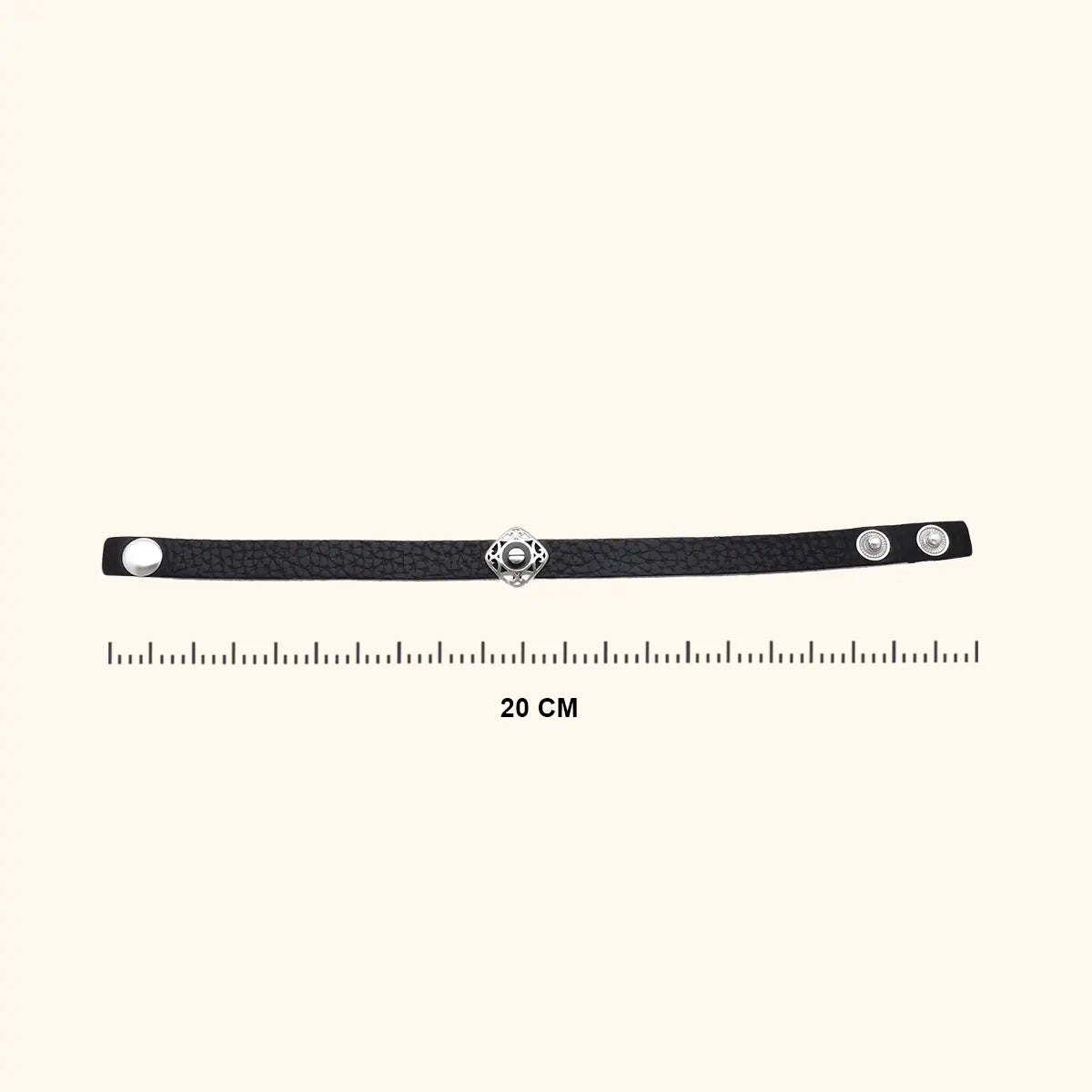 Masculine Black Leather 925 Silver Bracelet Men with Rhodium and Lacquer coating for Anti-tarnish.