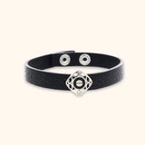 Masculine Black Leather 925 Silver Bracelet Men
