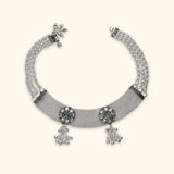 Oxidised Ghungroo Studded Silver Payal / Anklet  with Rhodium and Lacquer coating for Anti-tarnish