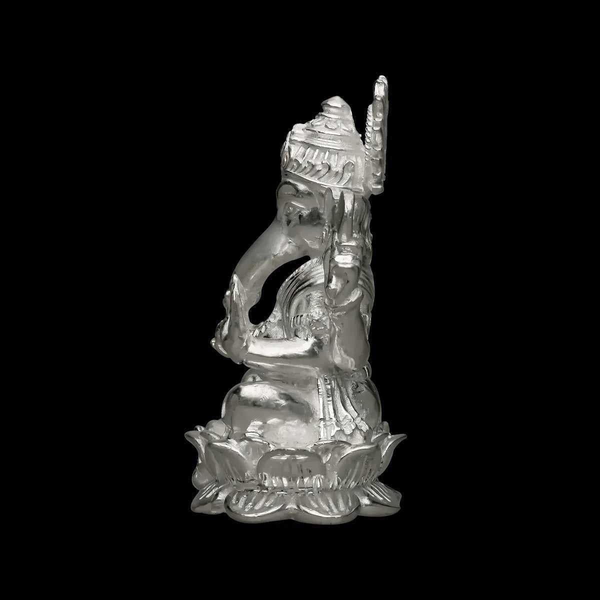 Sacred 925 Silver Ganpathi Murthi with Rhodium and Lacquer Coating for Anti-tarnish.