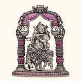 Shree Krishna Silver Idol - Semi Precious Stone