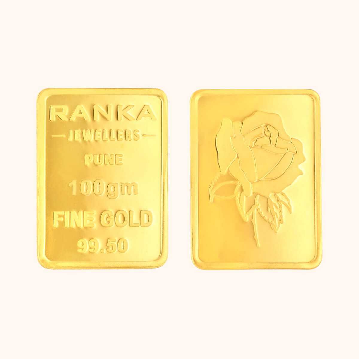 100 GM Rose 24KT Gold Rectangular Bar