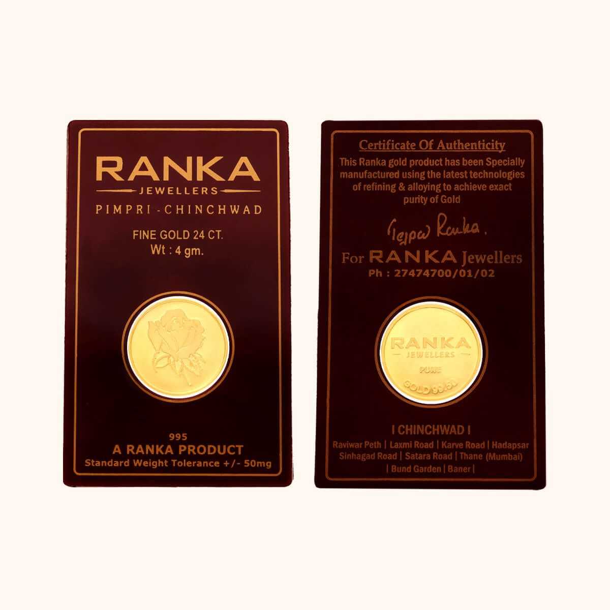 4 Gm Rosa 24KT Gold Coin