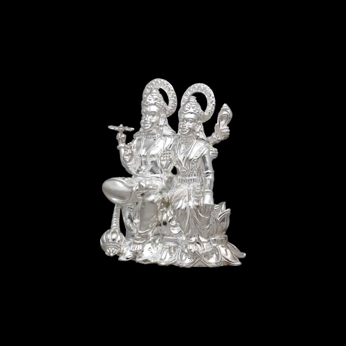 silver vishnu lakshmi idol