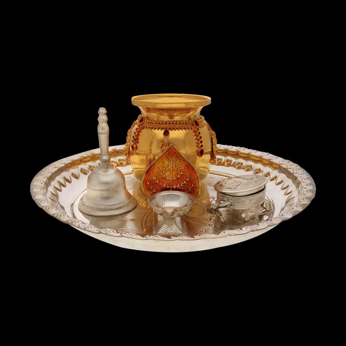 Divine Silver Puja Thali Set  - Silver Pooja Items / Silver Puja Samai