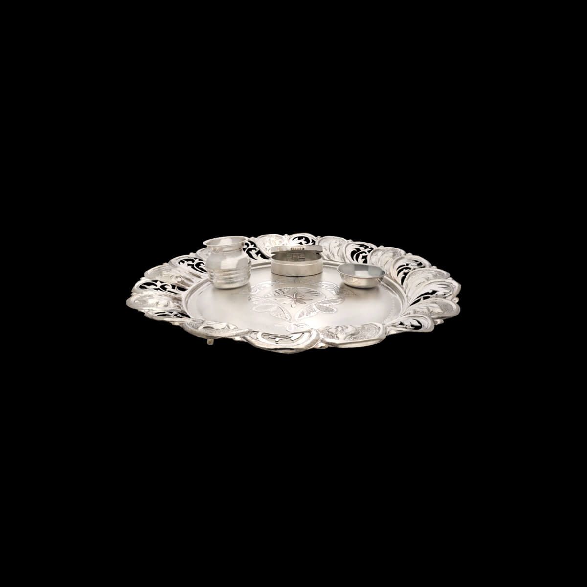 Celestial Silver Puja Thali - Silver Pooja Items / Silver Puja Samai