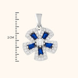 Sparkling Petals Radiant Blue Stone Pendant Set