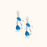 Charming Blue Stone Silver Earrings