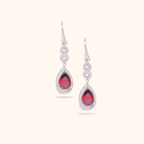 Elegant Red Stone Silver Earrings