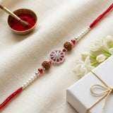 92.5 Silver Rudraksha & Flower Rakhi