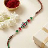 92.5 Silver Red Floral Rakhi for Brother