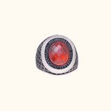 Red Stone Silver Ring for Men