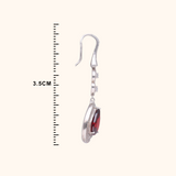 Elegant Red Stone Silver Earrings