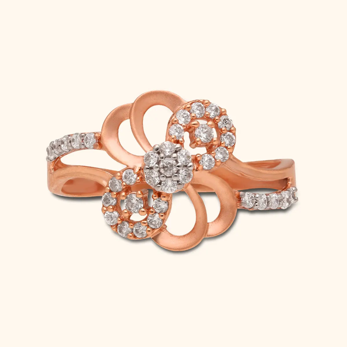 Buy quality 18kt / 750 rose gold floral design party wear diamond ring for  ladies 8lr134 in Pune