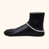 925 Silver Anklet with Iridescent Gems