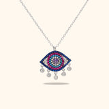 Multi-color 925 Silver Chain With Evil Eye Pendant with Rhodium and Lacquer coating for Anti-tarnish.