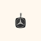 925 Silver Mercedes Benz Pendant with Rhodium and Lacquer coating for Anti-tarnish.