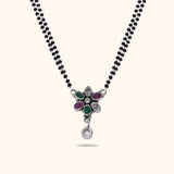 Multicolor Round Drop 925 Silver Mangalsutra with Rhodium and Lacquer coating for Anti-tarnish.