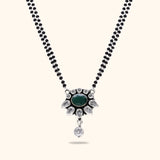 Oval Drop 925 Silver Mangalsutra with Rhodium and Lacquer coating for Anti-tarnish.