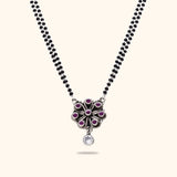 Purple Flower Drop 925  Silver Mangalsutra with Rhodium and Lacquer coating for Anti-tarnish.