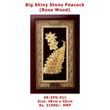 Big Shiny stone Peacock Rose wood Frame 40cm x 65cm size