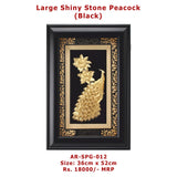 Large Shiny stone Peacock Black Frame 36cm x 52cm size