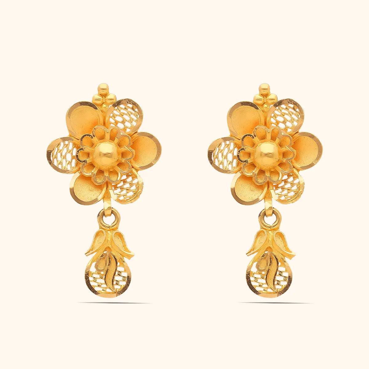 Flower earrings hot sale in gold