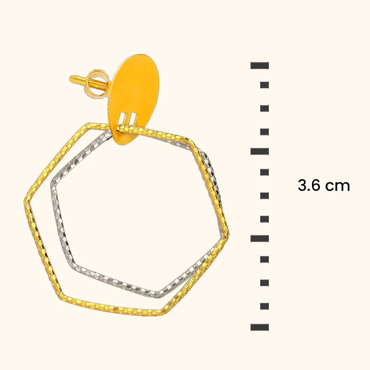 HexaGleam Earring-22KT Gold