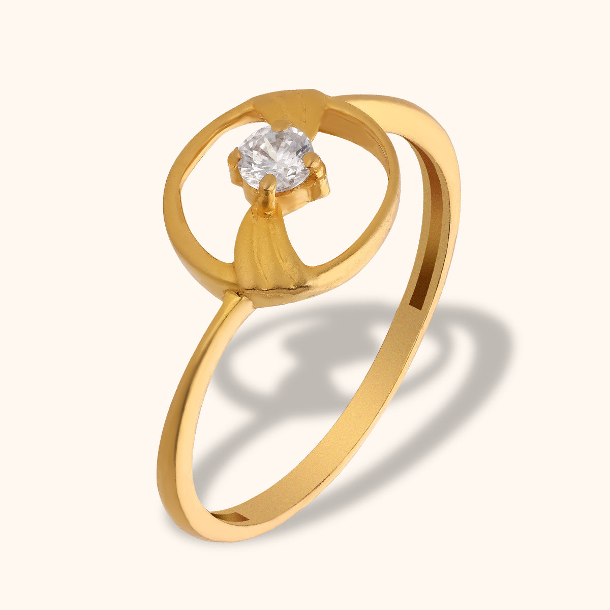 Buy quality 18Kt Yellow Gold Ring With Dual Diamond Star & double diamond  side lines in Surat