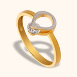 22KT Gold Heart Ring with Sparkling American Diamonds
